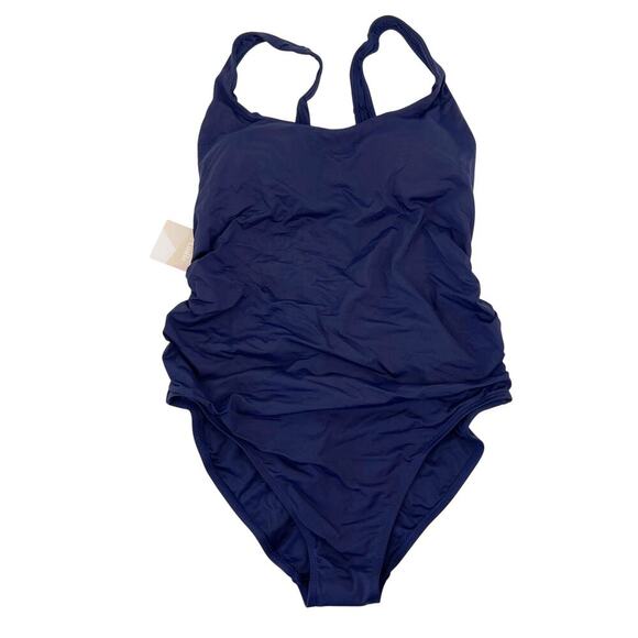 Andie Swim The Ibiza Maternity Scoop Back One Piece Swimsuit Navy Large NEW!! - Picture 3 of 6